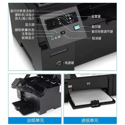 HP (HP) NEU HPM1136MFP Schwarzweiß-Laserdrucker A4 Multifunktional integrierter Home Office-Drucker Neue HPM1136 [einschließlich zweier Original-Patronen] Standard-Schwarz-Weiß-Druck [nur für Computerverwendung]