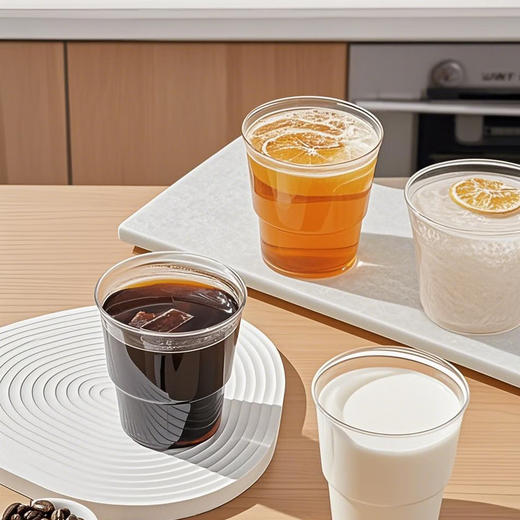 Jieribang disposable aviation cup 200ml*50 stepped food grade transparent thickened household crystal space cup