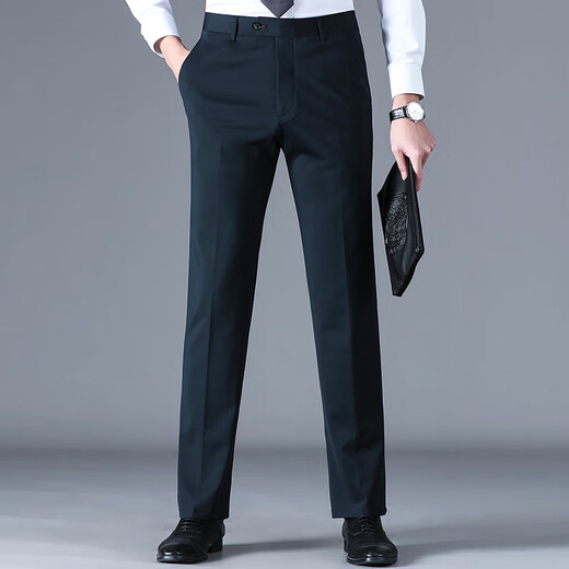 Pier Cardan trousers men's spring and summer thin middle-aged men's high elastic non-iron comfortable straight pants casual breathable suit pants F9906 blue 32 (2.5 feet waist circumference)