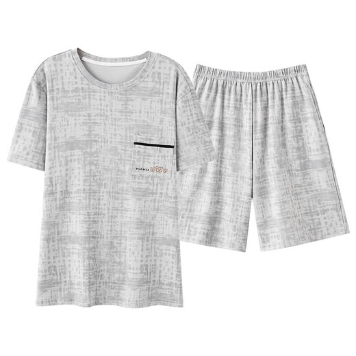 
Modal pure cotton pajamas men's 2025 summer new style teen short-sleeved shorts summer casual home clothing set Q13807 L