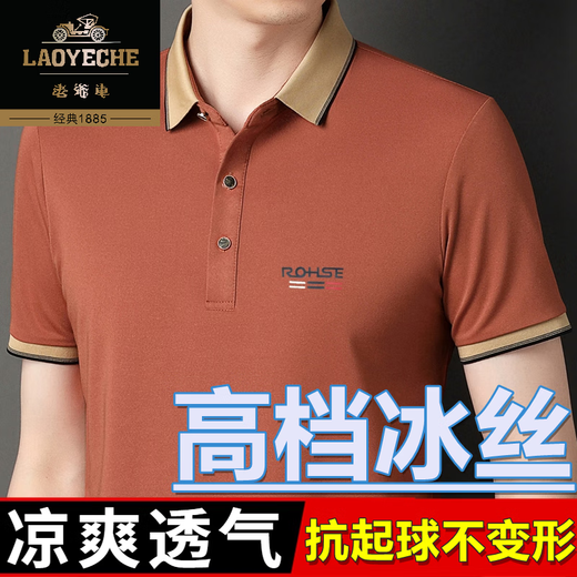 T-shirt à manches courtes de soie haut de gamme authentique pour les hommes 2025 Nouveau modèle d'été pour chaud, anti-ride, fraîche et respirant