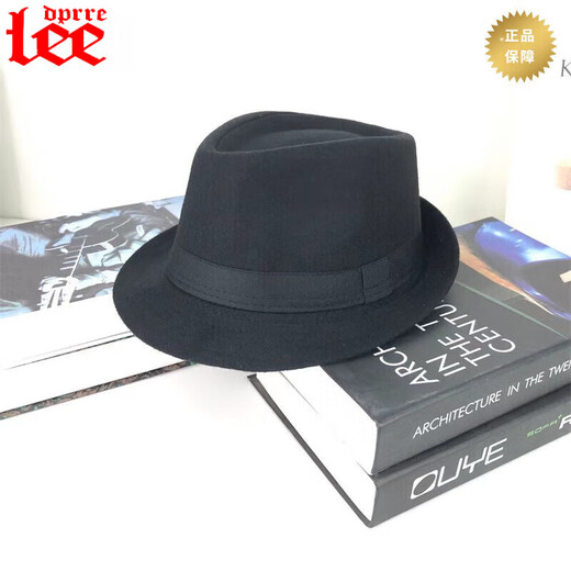 Lee dprre top hat men's spring, autumn and winter middle-aged and elderly outdoor warm top hat casual British retro jazz hat woolen small brim hat black one size fits 57-58cm head circumference