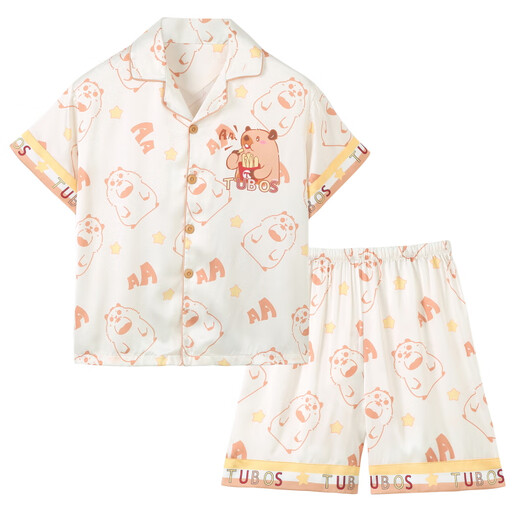 Nezha Ao Bing Bings Pajamas Summer Sail Silk Silk Manga corta Estilo delgado 2025 NUEVO BIÑO PEQUEÑO Ropa para el hogar Juego de seda de nieve de Ice Jy 6636 Kapibala 120 Niños intermedios 12 Altura de tamaño 115-125cm48jin [Jin equivale a 0.5 kilogramo]