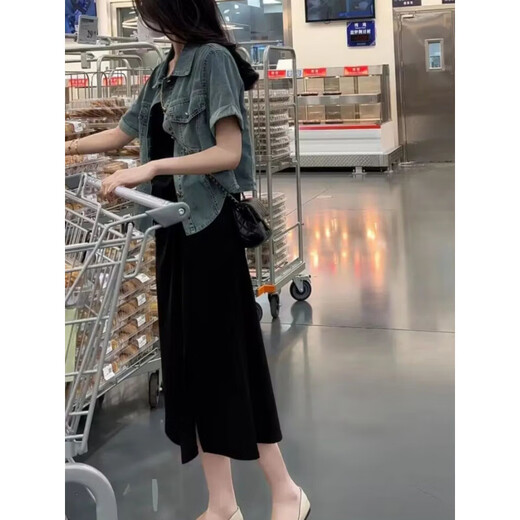 HUALIN FASHION短款牛仔外套复古设计感薄款百搭上衣 719短衬衫  S 建议95斤以下