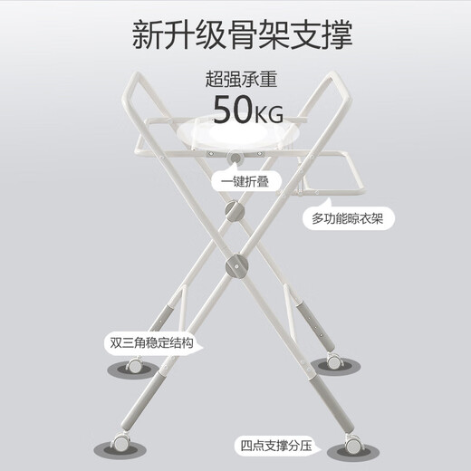 Nihao Honeyhoneyseed尿布台多功能婴儿换护理台新生儿抚触台可折叠旗舰正品 爱格灰[标准款](置物篮+晾衣杆+ 其他支架结构