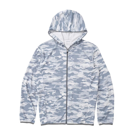 SHIMANO clothing 25 models WJ-040X fishing clothing summer quick-drying breathable hooded fishing sun protection clothing gray camouflage M