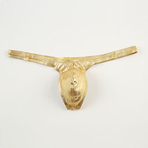 Men's mid-low waist U convex silk T-pants thong nightclub performance manufacturer black L