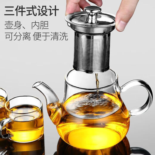 Huxian glass teapot heat-resistant and high-temperature-resistant thickened glass pot office household electric ceramic stove teapot kettle 400ml single pot