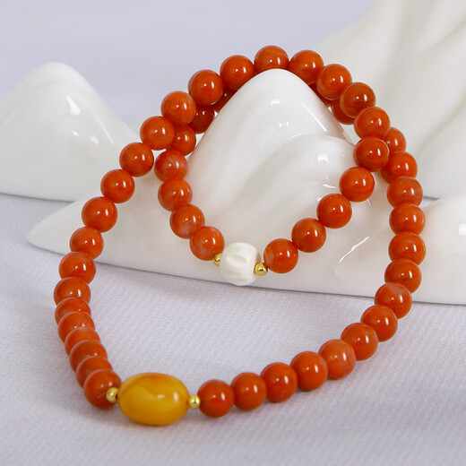 Mingpo Shijia Natural South Red Bracelet Women's Multiple Circles Two Circles Beeswax Bracelet Agate Transfer Jewelry Authentic Birthday Gift for Girlfriend