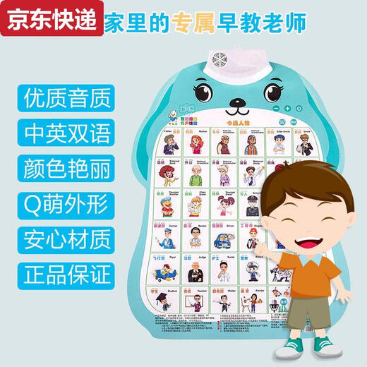 Caox Baby Audio Educación temprana Póster Imagen infantil y infantil juguetes de voz cognitivos Puntos de alfabetización Lectura de la pared 5 pinyin + caracteres + fruta + tráfico + número
