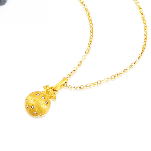 Shien Velvet Blessing Bag Necklace K Gold Pendant Velvet Craft Bag Blessing Necklace Chinese Style Gift for Girlfriend 18K Gold Velvet Blessing Bag - Chain Not Included