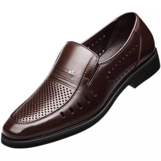 YRC Yierkang Leather Chaussures de Business Men Formal Wear Men's Men's Casual Hollow Breathable Sandals Soft Sole Sole d'âge moyen et de papas âgés 9922 Black 38