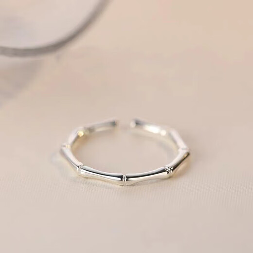 Bamboo ring women's vegetarian ring index finger ring niche high-end tail ring open ring Bamboo No. 7 open