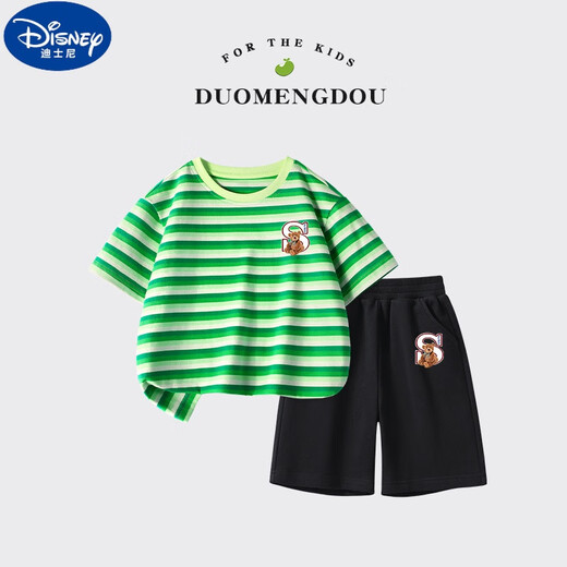 迪士尼（Disney）男童套装夏季儿童纯棉短袖t恤衫2025新款中大童运动夏装男孩两件 DDB13688灰+N11762K黑 110 cm 建议年龄3-4岁