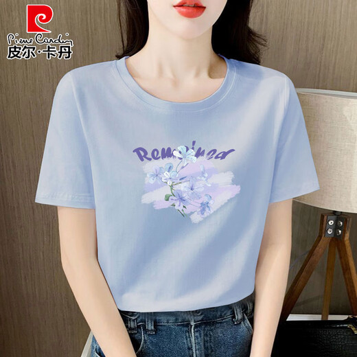 Пирс Кардин Высококачественный прочесал Pure Cotton High-end White Fot Fort для женщин с короткими рукавами.