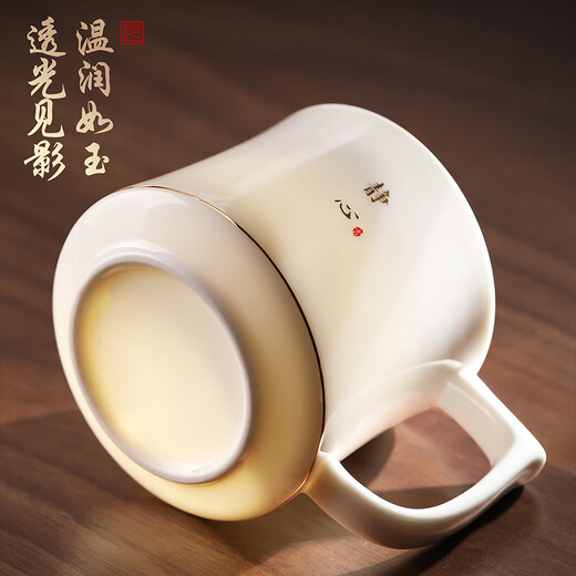 Unclumsy tea cup for men, dedicated for making tea, office personal meeting ceramic high-end water cup, meditation gold-painted office cup