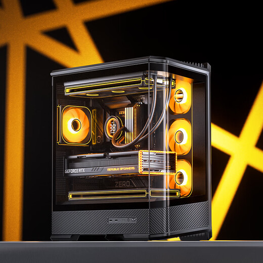 乔思伯（JONSBO）D400黑色 ATX海景房机箱（无立柱曲面玻璃/双360冷排/ATX电源/10风扇位/Type-c Gen2 10Gbps+）