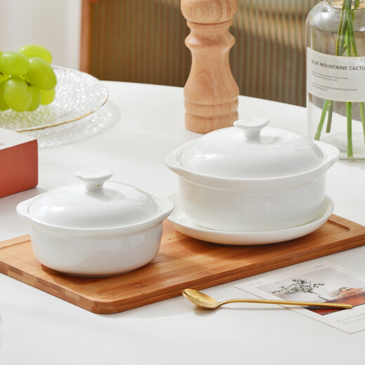 Porcelain Xiuyuan steamed egg bowl bone china with lid, creative small size, cute household soup, stewed bird's nest for one person, exquisite and beautiful stew pot, 4-inch stew pot (300ml)