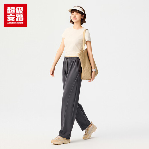 Super Anta Ice Silk T丨Sports Short Sleeve T-Shirt Women's Summer Yoga Pilates Slim Fit Top Women 162527197U Fish Belly White-1 XL/Female 175