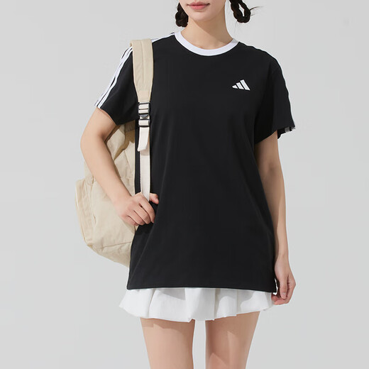 阿迪达斯 （adidas）女装运动套装 2025夏季健身跑步训练T恤透气短袖直筒长裤两件套 两件套/休闲简约 XL