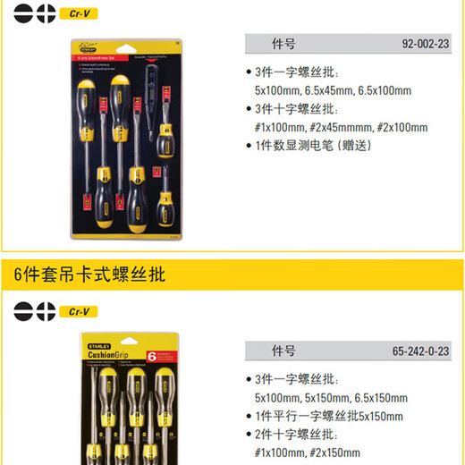 史丹利（STANLEY）螺丝刀4件套一字十字螺丝批起子组改锥家用机械维修工具66-671-23