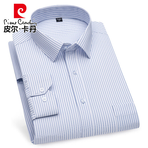 皮尔卡丹（pierre cardin）夏季新款纯棉男士短袖衬衫中年商务休闲纯色爸爸装薄款直摆衬衣 6627 38