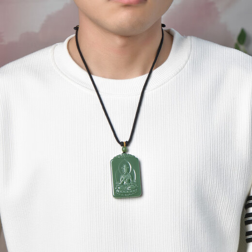 可玉可求新年礼物 收藏孤品和田碧玉观音吊坠 寓意平安顺遂 亲朋好友礼物 莲花观音 M9896z