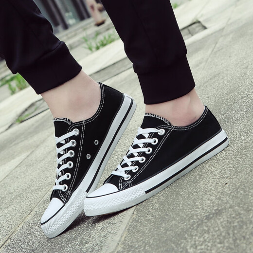 European Pastoral couple canvas shoes for men 2025 summer new low top casual sports shoes for men trendy and versatile (PJ) 6621 black 44