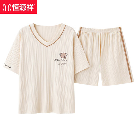 恒源祥2025年新款睡衣女士夏季纯棉短袖短裤套装夏天薄款春秋大码家居服 G6630 M 女(建议75-95斤)