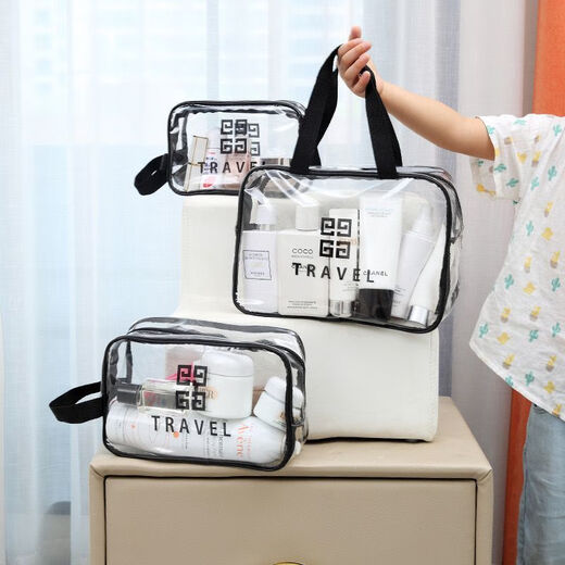 化妆包休闲洗漱包迷你手拎包大容量便携收纳旅行游泳 灰黑色【大号】x1 29*11*21cm