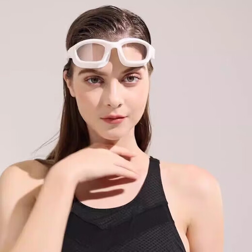 Swimming goggles HD waterproof, anti-fog, eye-friendly swimming goggles for adults, professional large-frame water sports equipment, transparent black - boxed