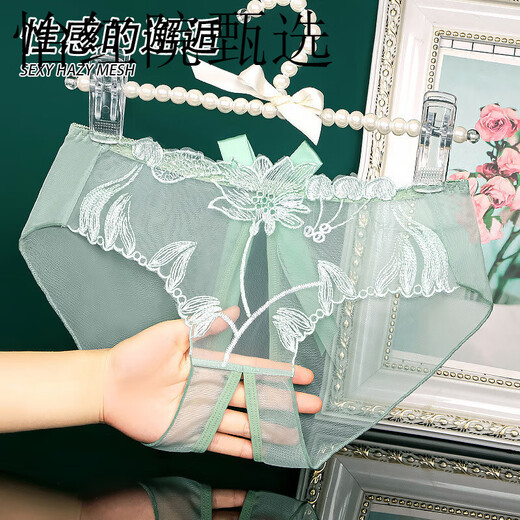 颜蓓薇女士性感情趣内衣高档蕾丝开裆露阴内裤丁字裤夫妻刺激约会战袍 838粉色 L