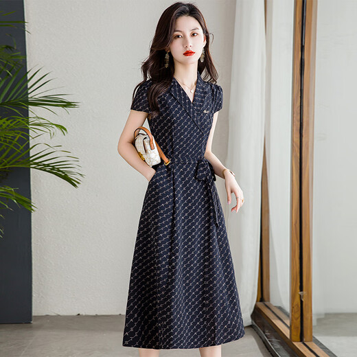 可蓓儿正式场合精致大方连衣裙女2025新款夏季轻奢高档品牌时髦裙子 L