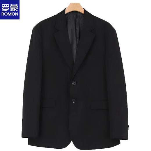 ROMON student suit men's loose black temperament high-quality small suit Korean version business professional formal suit three-piece suit + white shirt + trousers (+ S