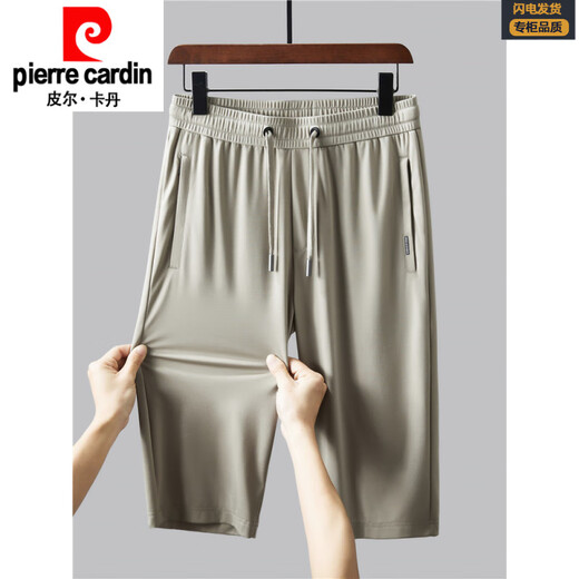 皮尔卡丹（pierre cardin）夏季薄款桑蚕丝七分裤男宽松直筒松紧腰中裤弹力休闲7分冰.丝短裤 897黑色 (开门襟+腰袢) M (建议体重100-120斤)