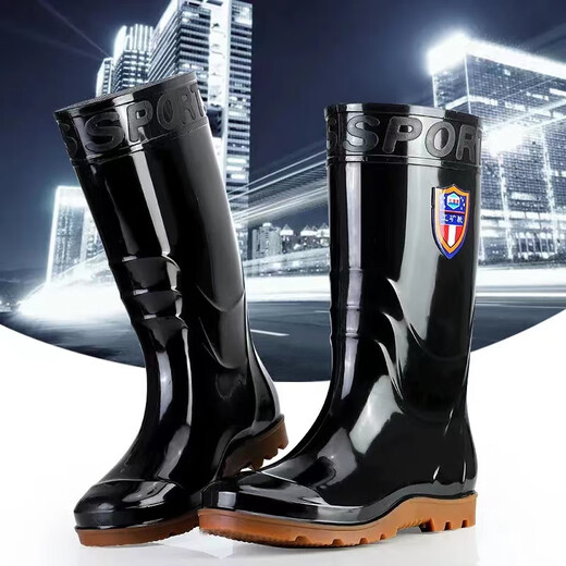 39-50 Large size rain boots Medium-high tube rain boots wear-resistant and non-slip kitchen site car washing and widening shoes for men 838 High tube extra large size [no cotton] standard size 39