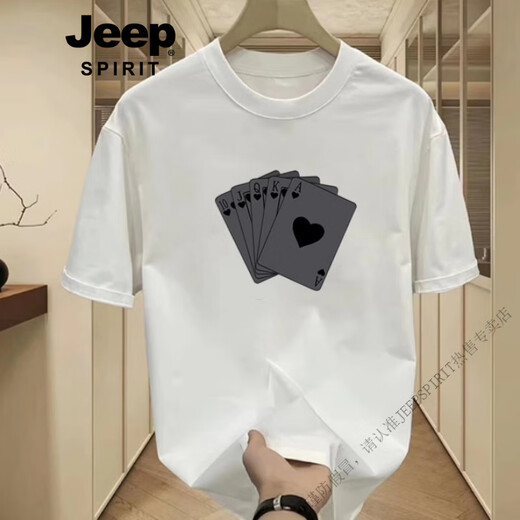 
JEEP SPIRIT trendy American short-sleeved T-shirt men's 2025 new summer high-end fashion versatile half-sleeved top men's T-shirt black front large picture [K983 Dice Poker] 2XL Recommended 160-180Jin [Jin equals 0.5 kg]
