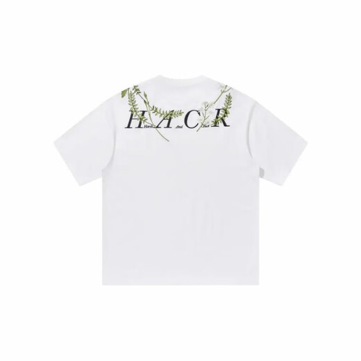 Yuzu HARSH AND CRUEL American alphabet plant flower round neck heavy cotton short-sleeved T-shirt for men and women summer S1049# white M