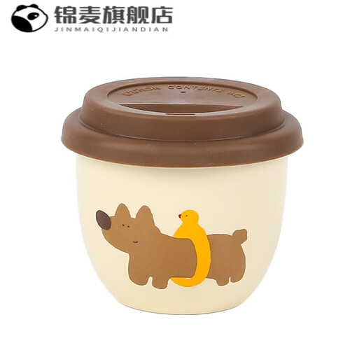 山头林村可爱卡通腊肠小狗杯子精致咖啡杯带盖一口杯网红陶瓷杯随手杯 1047-014小狗手握杯245ml苹 -