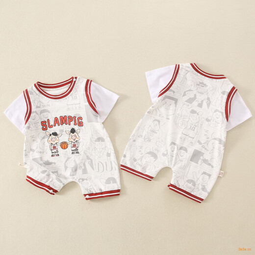 
Disney brand children's clothing baby short-sleeved clothes summer thin baby boy summer onesie newborn full moon crawling suit 6210 white 66cm