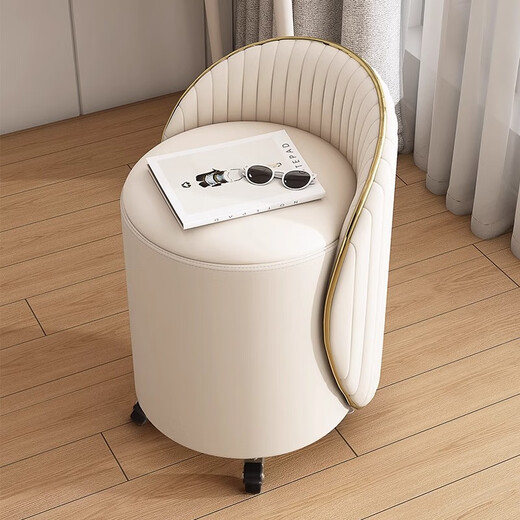 Jungle Makeup Stool Dressing Table Chair Bedroom Dressing Stool Makeup Chair Light Luxury High-end Manicure Chair Rotatable with Backrest Pulley Storage Model - All White