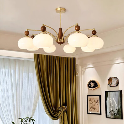 Candeliers de estilo medieval de Hongden Chandeliers de sala de estar Retro American Comedor de la sala de comedor Luz principal Nanyang Style Whole Lamp Package 9069 Modelo [Paquete 14] Tres dormitorios y dos salas de estar