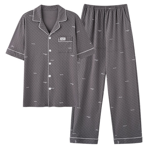 含蕊男士睡衣春秋款长袖休闲家居服大码套装 N9856 175 L