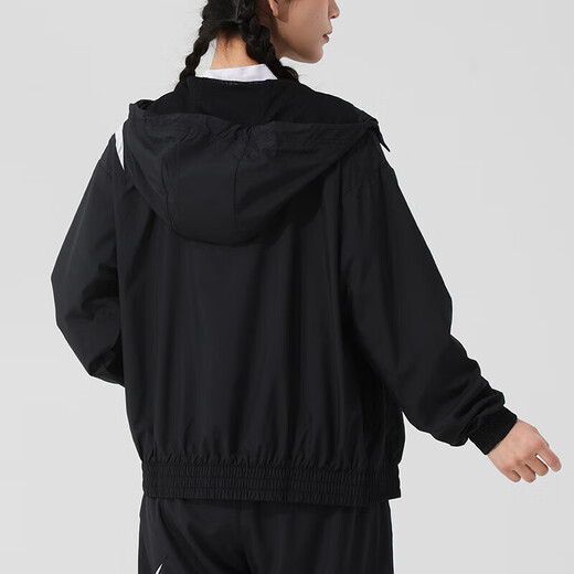 
Nike (NIKE) women's big hook woven black and white sports suit 2025 summer quick-drying fitness training suit fashion casual clothes black and white hooded jacket jacket + trousers/two-piece set S