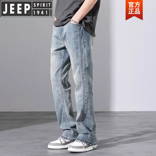 
JEEP SPIRIT micro-flare jeans men 2025 new spring casual loose straight nostalgic blue versatile long pants men 9901 nostalgic blue S
