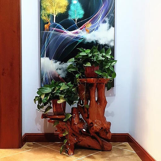 XMSJ多层鱼缸底座根雕花架 深蓝色12147