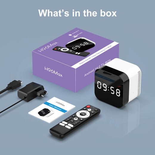 
AIRWORLD native TV Android 14 TV box H96MAX H728 foreign trade set-top box with clock Gigabit network ATV 4GB 32GB+ Bluetooth remote control Domestic version