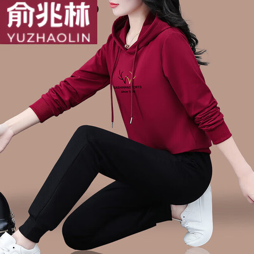 俞兆林（YUZHAOLIN）连帽女士卫衣运动套装女春秋2025新款中年秋装宽松休闲运动两件套 宝蓝753 M (80-95斤)