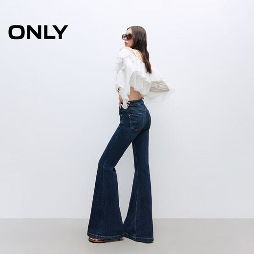 ONLY2025 new summer hot girl design slim high-waist flared jeans for women|125332002 J36810 washed denim blue S S pants length reduced