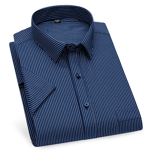 Lilang Short à manches à manches à manches masculines Light Business décontractée à quatre saisons Men de l'usure officielle Mens Mens Professional Wear Anti-Wrinkes Easy Tanding Stripes DX6623 38 Recommandé 100-120Jin [Jin est égal à 0,5 kg]